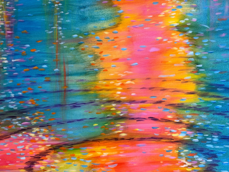 Gerrit Greve (1948-2024, Cardiff by the Sea, CA) Original Acrylic Painting On Canvas Untitled Ripples 2021 Signed Bottom Right 48 X 36 Estimate $1,700 - $2,200 [Photo 4]
