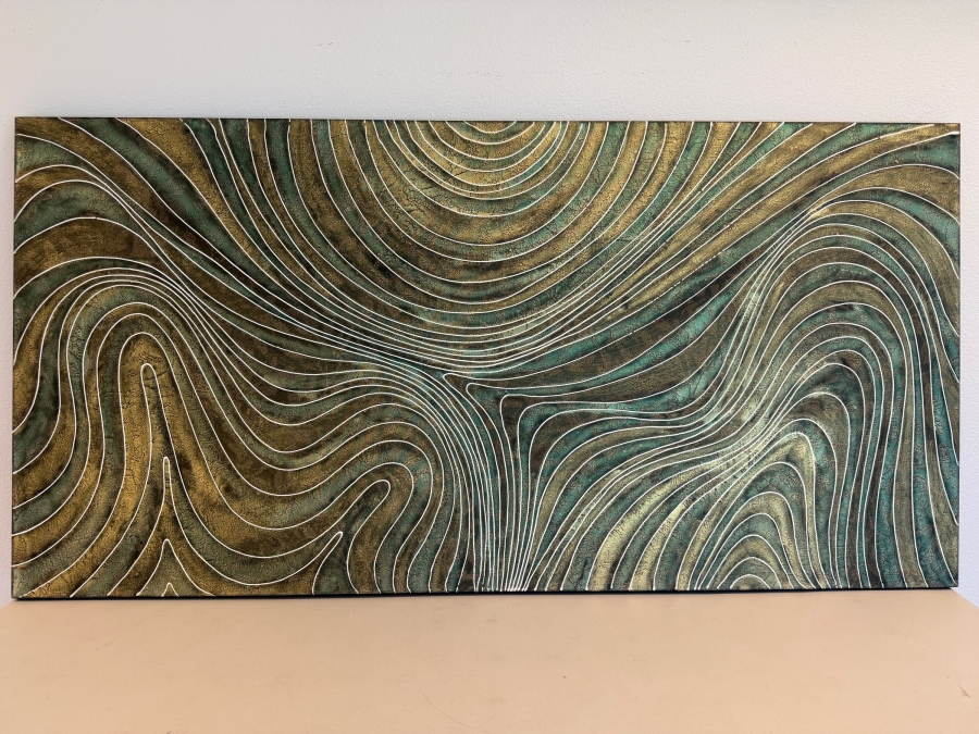 Gerrit Greve (1948-2024, Cardiff by the Sea, CA) Original Acrylic Diptych Mixed-Media Sand Painting On Canvas Untitled 1992 Signed Verso 72' X 36' Estimate $2,600 - $3,200  [Photo 2]