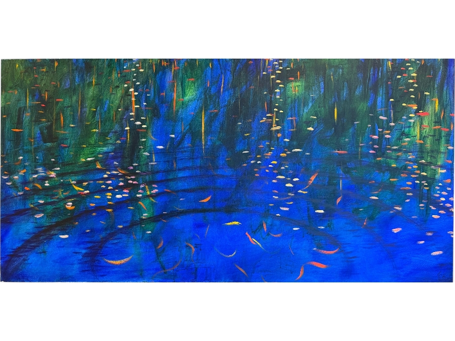 Gerrit Greve (1948-2024, Cardiff by the Sea, CA) Original Acrylic Painting On Canvas Untitled Ripples 2018 Signed Verso 72' X 36' Estimate $2,600 - $3,200 [Photo 1]