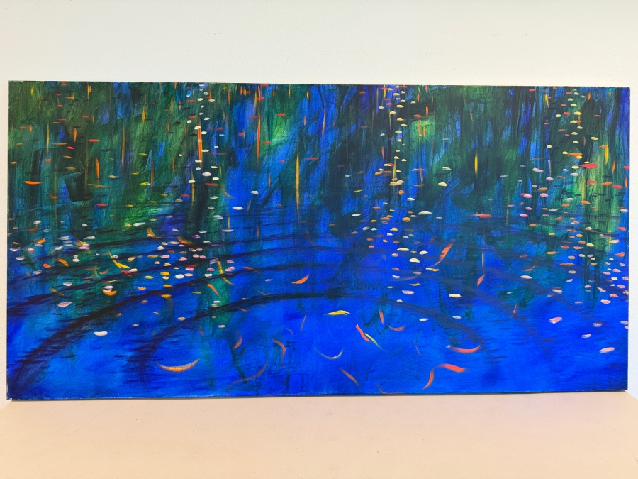 Gerrit Greve (1948-2024, Cardiff by the Sea, CA) Original Acrylic Painting On Canvas Untitled Ripples 2018 Signed Verso 72' X 36' Estimate $2,600 - $3,200 [Photo 2]