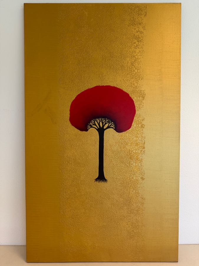 Gerrit Greve (1948-2024, Cardiff by the Sea, CA) Original Acrylic Mixed-Media Sand Painting On Canvas Titled 'Tree Of Life 2' 2004 Signed Verso 36 X 60 Estimate $2,200 - $2,700 [Photo 2]