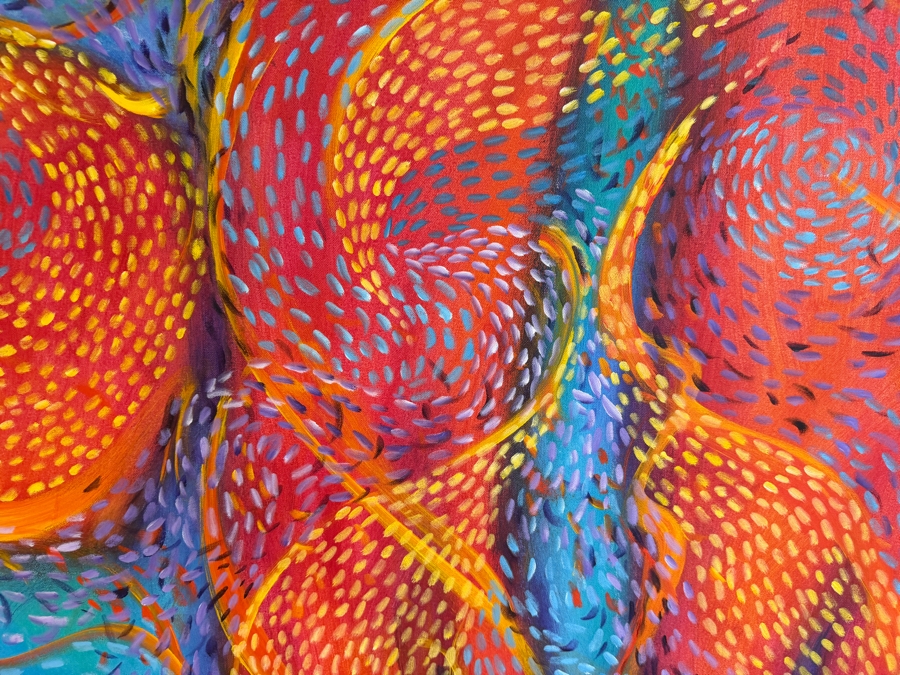 Gerrit Greve (1948-2024, Cardiff by the Sea, CA) Original Acrylic Painting On Canvas Titled 'Underwater Cardiff Jubilee' 2021 Signed Bottom Left And Verso 60 X 36 Estimate $2,200 - $2,700 [Photo 3]