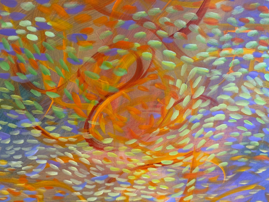 Gerrit Greve (1948-2024, Cardiff by the Sea, CA) Original Acrylic Painting On Canvas Titled 'Underwater Easter' 2005 Signed Verso 60 X 36 Estimate $2,200 - $2,700 [Photo 4]