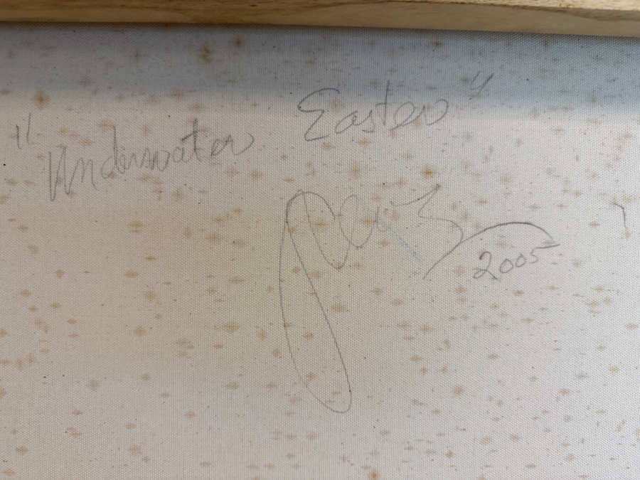 Gerrit Greve (1948-2024, Cardiff by the Sea, CA) Original Acrylic Painting On Canvas Titled 'Underwater Easter' 2005 Signed Verso 60 X 36 Estimate $2,200 - $2,700 [Photo 7]