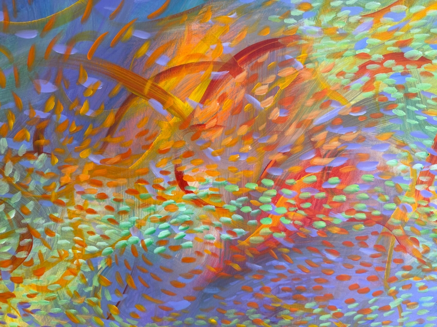Gerrit Greve (1948-2024, Cardiff by the Sea, CA) Original Acrylic Painting On Canvas Titled 'Underwater Easter' 2005 Signed Verso 60 X 36 Estimate $2,200 - $2,700 [Photo 3]