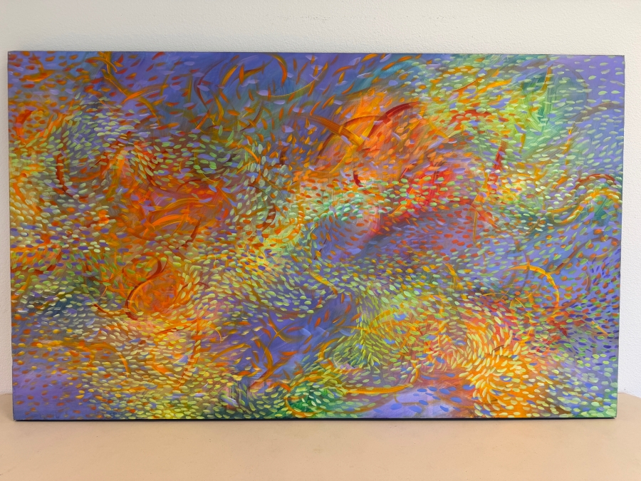 Gerrit Greve (1948-2024, Cardiff by the Sea, CA) Original Acrylic Painting On Canvas Titled 'Underwater Easter' 2005 Signed Verso 60 X 36 Estimate $2,200 - $2,700 [Photo 2]