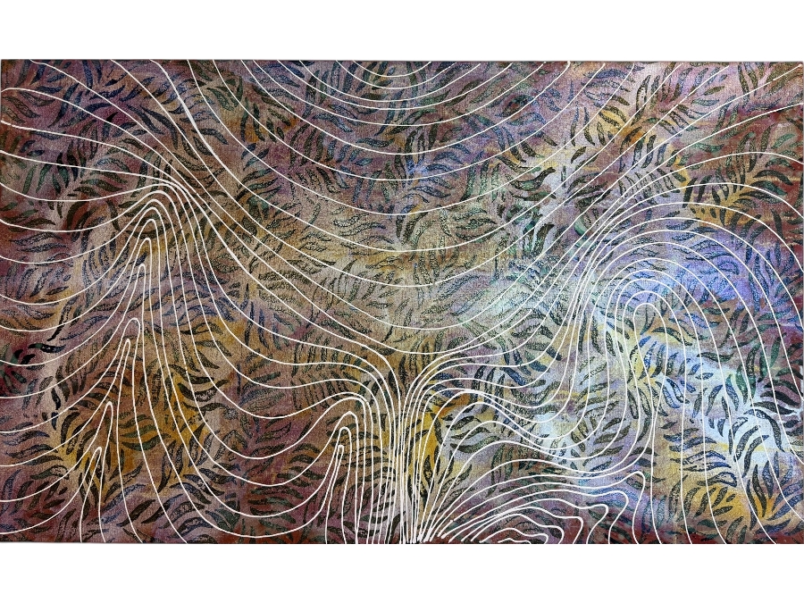 Gerrit Greve (1948-2024, Cardiff by the Sea, CA) Original Acrylic Mixed-Media Sand Painting On Canvas Untitled 2012 Signed Verso 60 X 36 Estimate $2,200 - $2,700