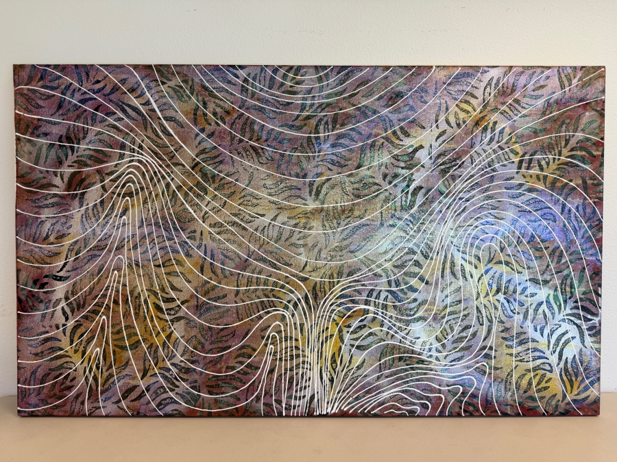 Gerrit Greve (1948-2024, Cardiff by the Sea, CA) Original Acrylic Mixed-Media Sand Painting On Canvas Untitled 2012 Signed Verso 60 X 36 Estimate $2,200 - $2,700 [Photo 2]