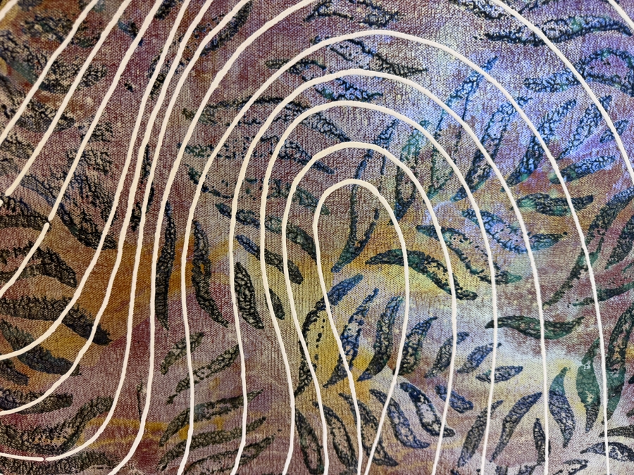 Gerrit Greve (1948-2024, Cardiff by the Sea, CA) Original Acrylic Mixed-Media Sand Painting On Canvas Untitled 2012 Signed Verso 60 X 36 Estimate $2,200 - $2,700 [Photo 5]