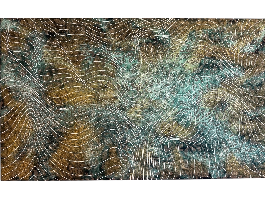 Gerrit Greve (1948-2024, Cardiff by the Sea, CA) Original Acrylic Mixed-Media Sand Painting On Canvas Untitled 2009 Signed Verso 60 X 36 Estimate $2,200 - $2,700