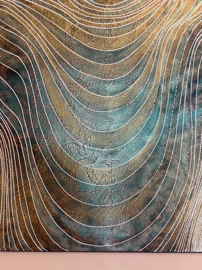 Gerrit Greve (1948-2024, Cardiff by the Sea, CA) Original Acrylic Mixed-Media Sand Painting On Canvas Untitled 2009 Signed Verso 60 X 36 Estimate $2,200 - $2,700 [Photo 3]