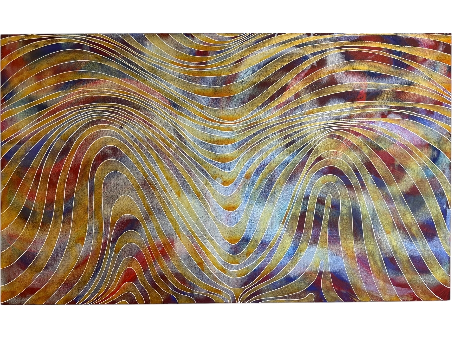 Gerrit Greve (1948-2024, Cardiff by the Sea, CA) Original Acrylic Mixed-Media Sand Painting On Canvas Untitled 2009 Signed Verso 60 X 36 Estimate $2,200 - $2,700
