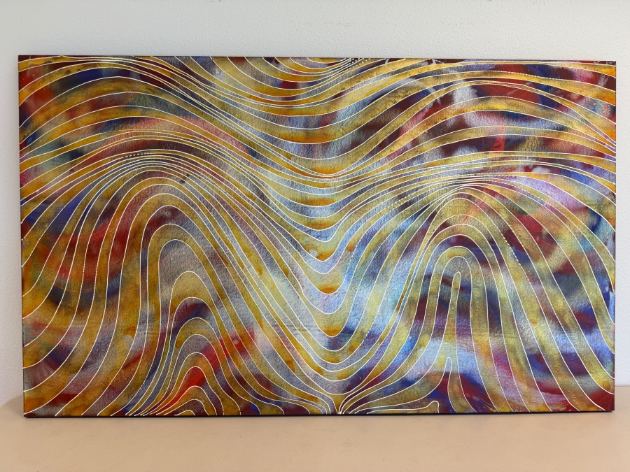 Gerrit Greve (1948-2024, Cardiff by the Sea, CA) Original Acrylic Mixed-Media Sand Painting On Canvas Untitled 2009 Signed Verso 60 X 36 Estimate $2,200 - $2,700 [Photo 2]