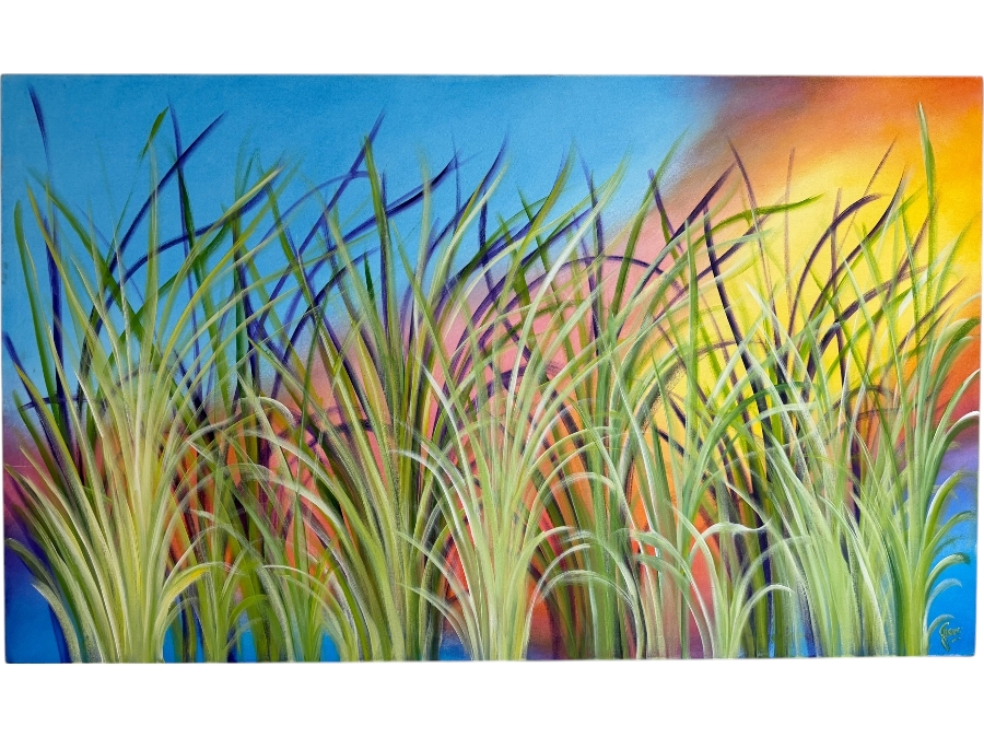 Gerrit Greve (1948-2024, Cardiff by the Sea, CA) Original Acrylic Mixed-Media Sand Painting On Canvas Untitled 2019 Signed Bottom Right And Verso 60 X 36 Estimate $2,200 - $2,700