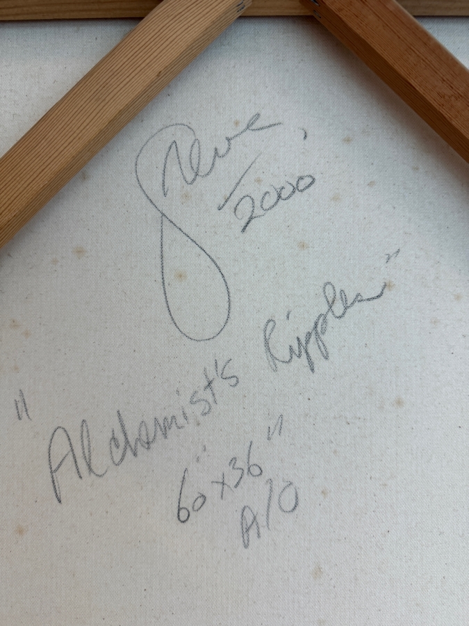 Gerrit Greve (1948-2024, Cardiff by the Sea, CA) Original Acrylic Painting On Canvas Titled 'Alchemist's Ripple' 2000 Signed Verso 36 X 60 Estimate $2,200 - $2,700 [Photo 8]