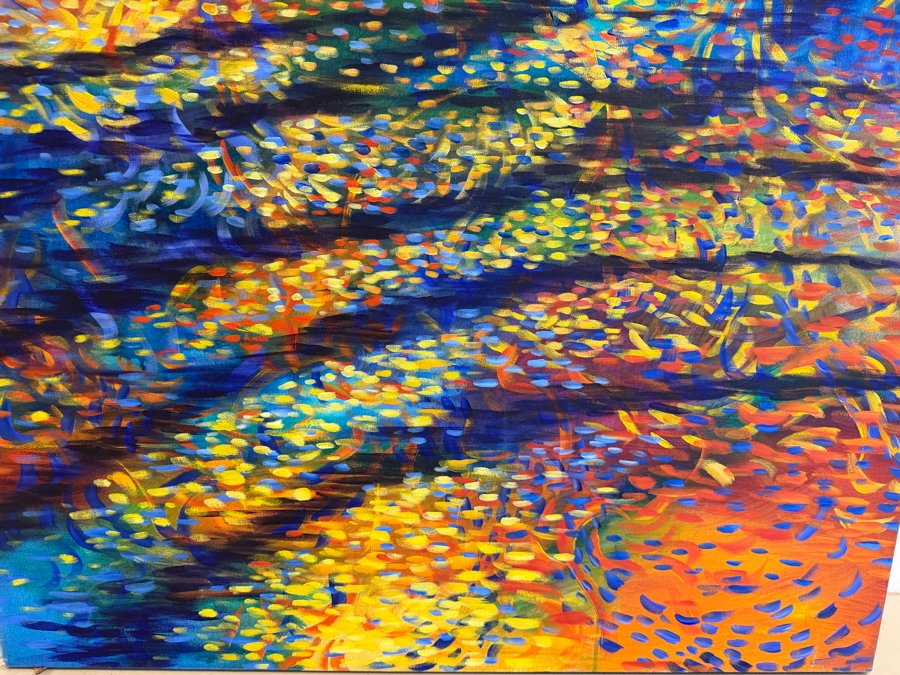 Gerrit Greve (1948-2024, Cardiff by the Sea, CA) Original Acrylic Painting On Canvas Titled 'Alchemist's Ripple' 2000 Signed Verso 36 X 60 Estimate $2,200 - $2,700 [Photo 3]