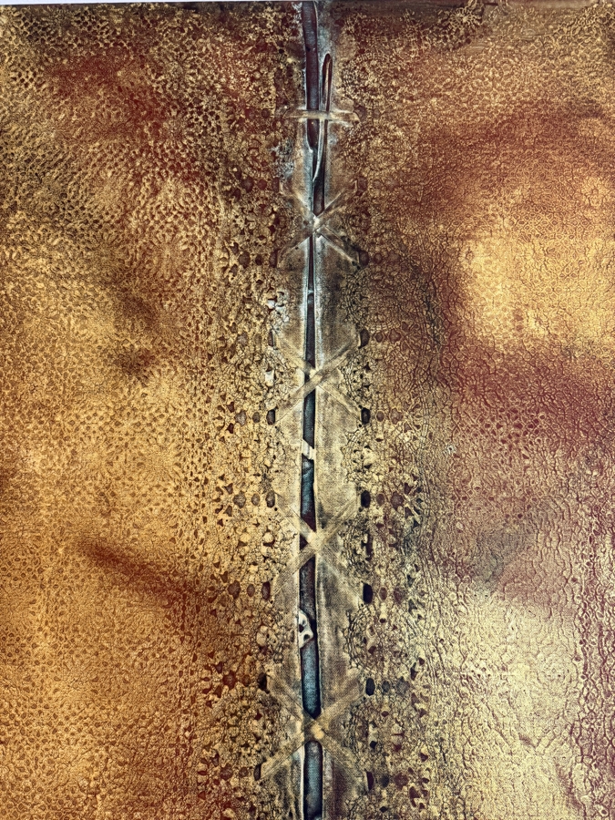 Gerrit Greve (1948-2024, Cardiff by the Sea, CA) Original Acrylic Mixed-Media Sand Painting On Canvas Untitled 2010 Signed Verso 40 X 60 Estimate $2,400 - $3,000 [Photo 4]
