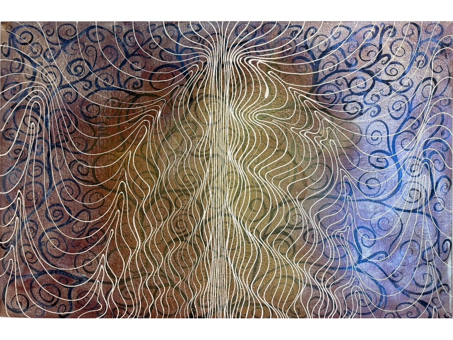 Gerrit Greve (1948-2024, Cardiff by the Sea, CA) Original Acrylic Mixed-Media Sand Painting On Canvas Untitled 2012 Signed Verso 60 X 40 Estimate $2,400 - $3,000