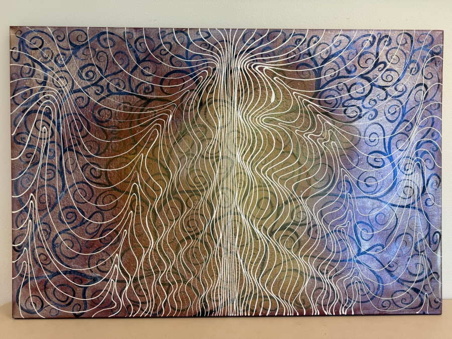 Gerrit Greve (1948-2024, Cardiff by the Sea, CA) Original Acrylic Mixed-Media Sand Painting On Canvas Untitled 2012 Signed Verso 60 X 40 Estimate $2,400 - $3,000 [Photo 2]