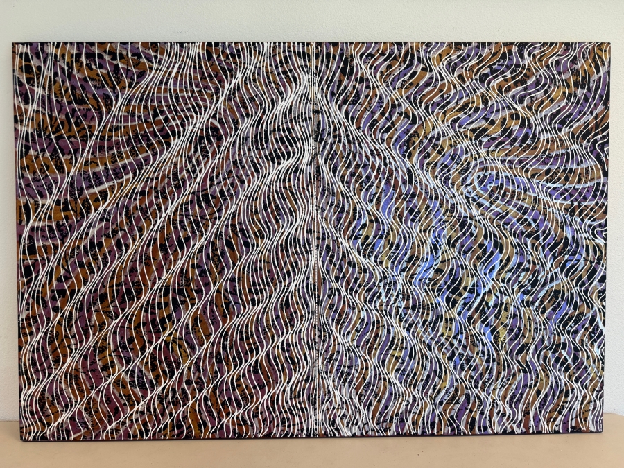 Gerrit Greve (1948-2024, Cardiff by the Sea, CA) Original Acrylic Mixed-Media Sand Painting On Canvas Untitled 2008 Signed Verso 60 X 40 Estimate $2,400 - $3,000 [Photo 3]