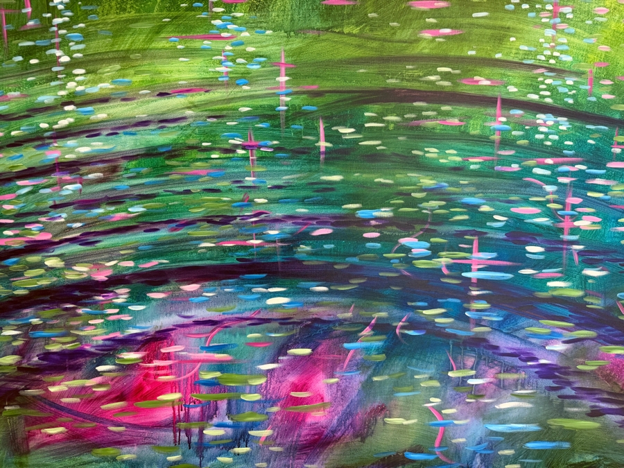Gerrit Greve (1948-2024, Cardiff by the Sea, CA) Original Acrylic Painting On Canvas Titled 'Water Ripples, Back Home' 2016 Signed Verso 60 X 40 Estimate $2,400 - $3,000 [Photo 3]