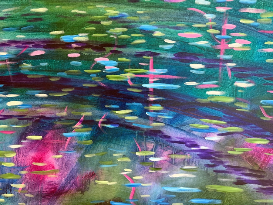 Gerrit Greve (1948-2024, Cardiff by the Sea, CA) Original Acrylic Painting On Canvas Titled 'Water Ripples, Back Home' 2016 Signed Verso 60 X 40 Estimate $2,400 - $3,000 [Photo 4]