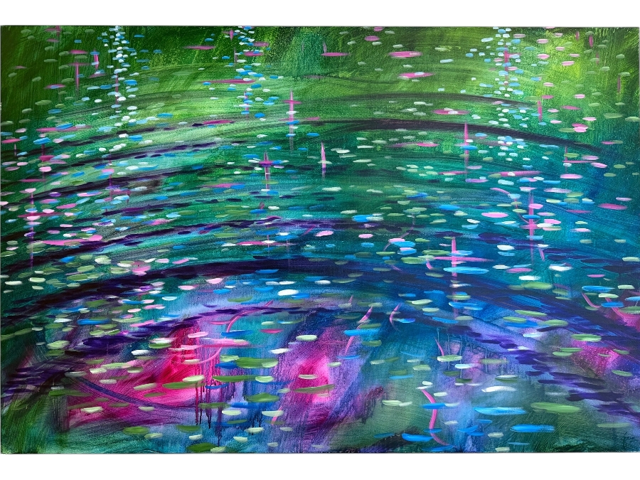 Gerrit Greve (1948-2024, Cardiff by the Sea, CA) Original Acrylic Painting On Canvas Titled 'Water Ripples, Back Home' 2016 Signed Verso 60 X 40 Estimate $2,400 - $3,000