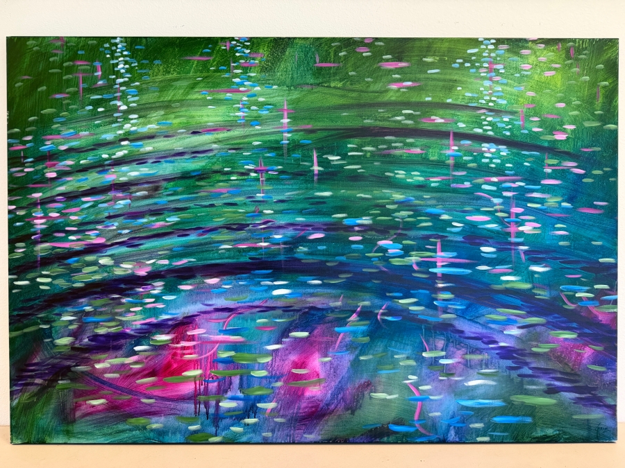 Gerrit Greve (1948-2024, Cardiff by the Sea, CA) Original Acrylic Painting On Canvas Titled 'Water Ripples, Back Home' 2016 Signed Verso 60 X 40 Estimate $2,400 - $3,000 [Photo 2]