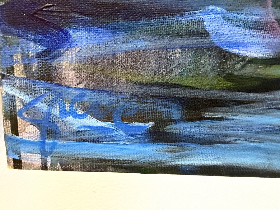 Gerrit Greve (1948-2024, Cardiff by the Sea, CA) Original Acrylic Diptych Painting On Canvas Titled 'Six Trees Reflected' 2018 Signed Bottom Right 120 X 40 Estimate $4,400 - $6,000 [Photo 6]