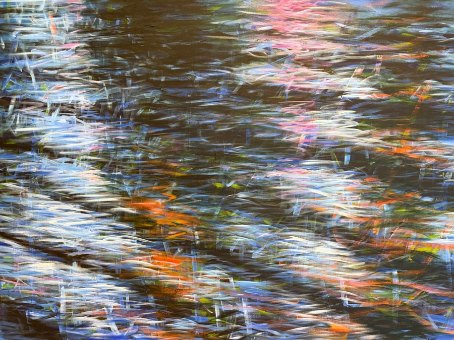 Gerrit Greve (1948-2024, Cardiff by the Sea, CA) Original Acrylic Diptych Painting On Canvas Titled 'Six Trees Reflected' 2018 Signed Bottom Right 120 X 40 Estimate $4,400 - $6,000 [Photo 3]