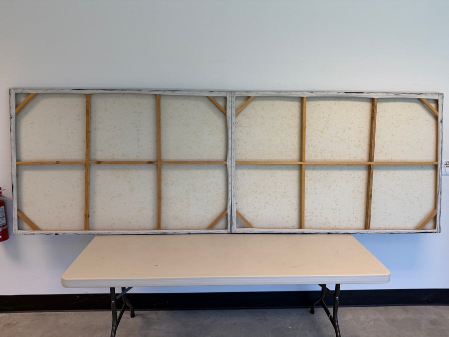 Gerrit Greve (1948-2024, Cardiff by the Sea, CA) Original Acrylic Diptych Painting On Canvas Titled 'Six Trees Reflected' 2018 Signed Bottom Right 120 X 40 Estimate $4,400 - $6,000 [Photo 8]