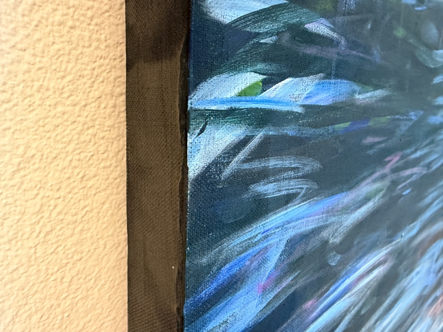Gerrit Greve (1948-2024, Cardiff by the Sea, CA) Original Acrylic Diptych Painting On Canvas Titled 'Six Trees Reflected' 2018 Signed Bottom Right 120 X 40 Estimate $4,400 - $6,000 [Photo 7]