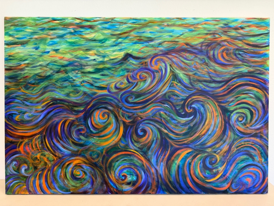 Gerrit Greve (1948-2024, Cardiff by the Sea, CA) Original Acrylic Painting On Canvas Titled 'To The Beach 28' 2016 Signed Verso 60 X 40 Estimate $2,400 - $3,000 [Photo 2]