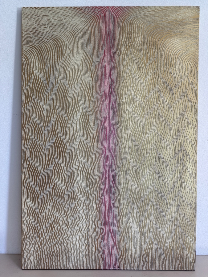 Gerrit Greve (1948-2024, Cardiff by the Sea, CA) Original Acrylic Mixed-Media Sand Painting On Canvas Titled 'Journey 26g' 2009 Signed Verso 40 X 60 Estimate $2,400 - $3,000 [Photo 2]
