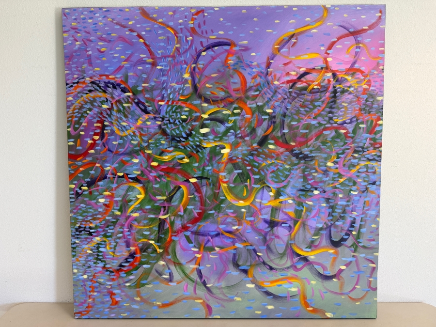 Gerrit Greve (1948-2024, Cardiff by the Sea, CA) Original Acrylic Painting On Canvas Titled 'Magic Underwater 5' 2014 Signed Verso 48 X 48 Estimate $2,300 - $2,900 [Photo 2]