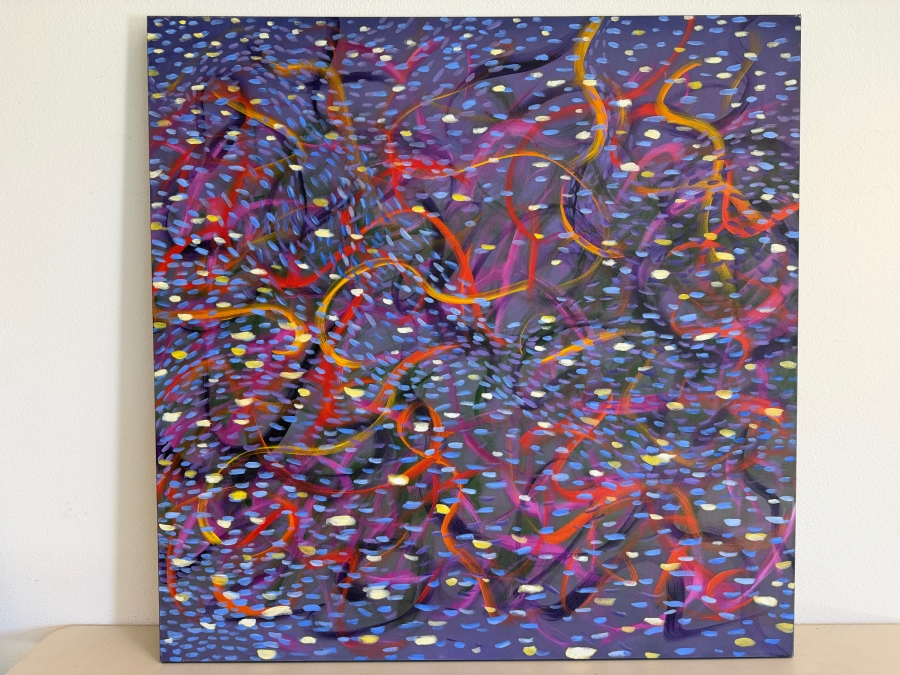 Gerrit Greve (1948-2024, Cardiff by the Sea, CA) Original Acrylic Painting On Canvas Titled 'Magic Underwater 4' 2014 Signed Verso 48 X 48 Estimate $2,300 - $2,900 [Photo 2]