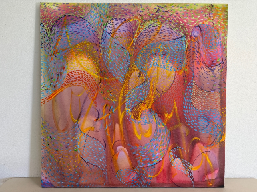 Gerrit Greve (1948-2024, Cardiff by the Sea, CA) Original Acrylic Painting On Canvas Titled 'Underwater A Monument To ? Things'' 2016 Signed Verso 48 X 48 Estimate $2,300 - $2,900 [Photo 2]