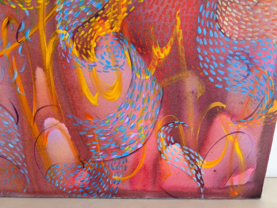 Gerrit Greve (1948-2024, Cardiff by the Sea, CA) Original Acrylic Painting On Canvas Titled 'Underwater A Monument To ? Things'' 2016 Signed Verso 48 X 48 Estimate $2,300 - $2,900 [Photo 4]