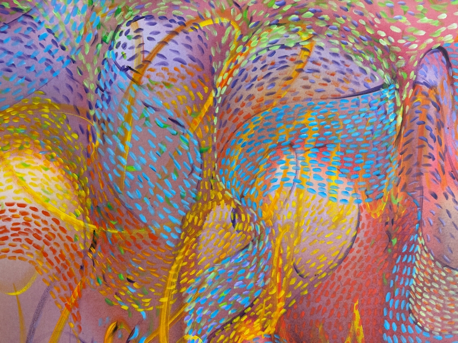 Gerrit Greve (1948-2024, Cardiff by the Sea, CA) Original Acrylic Painting On Canvas Titled 'Underwater A Monument To ? Things'' 2016 Signed Verso 48 X 48 Estimate $2,300 - $2,900 [Photo 3]