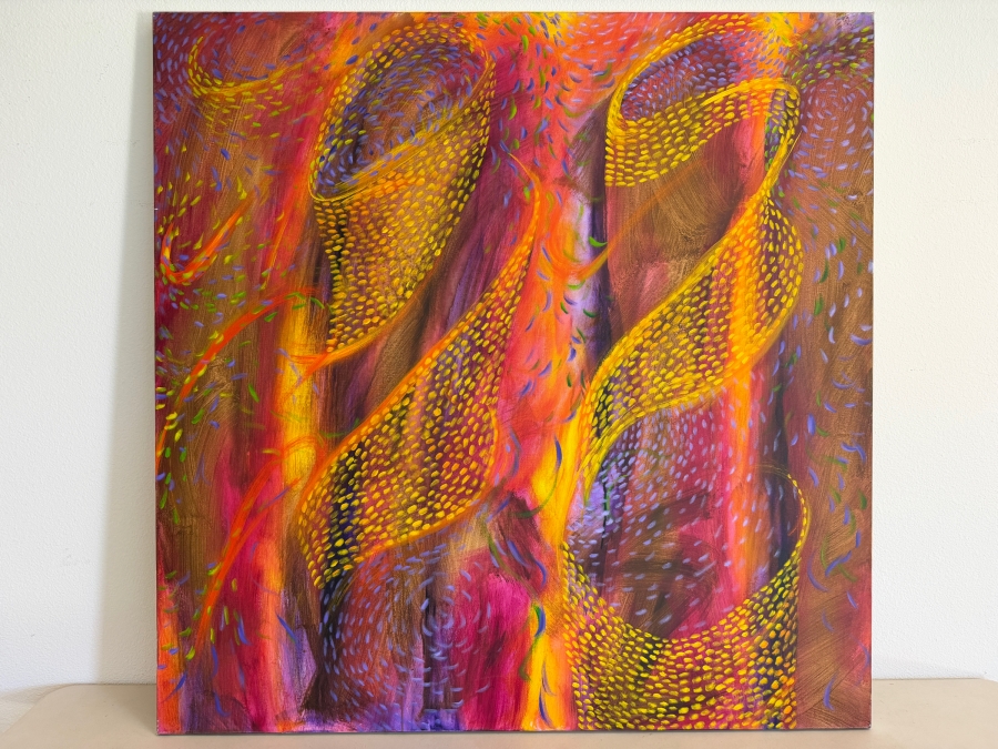 Gerrit Greve (1948-2024, Cardiff by the Sea, CA) Original Acrylic Painting On Canvas Titled 'Underwater' 2019 Signed Verso 48 X 48 Estimate $2,300 - $2,900 [Photo 2]