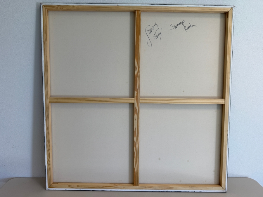 Gerrit Greve (1948-2024, Cardiff by the Sea, CA) Original Acrylic Painting On Canvas Titled 'Swamp Reeds' 2019 Signed Verso 48 X 48 Estimate $2,300 - $2,900 [Photo 7]