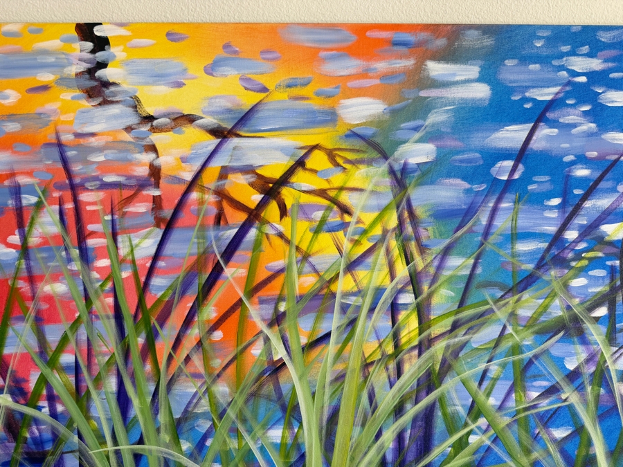 Gerrit Greve (1948-2024, Cardiff by the Sea, CA) Original Acrylic Painting On Canvas Titled 'Swamp Reeds' 2019 Signed Verso 48 X 48 Estimate $2,300 - $2,900 [Photo 5]