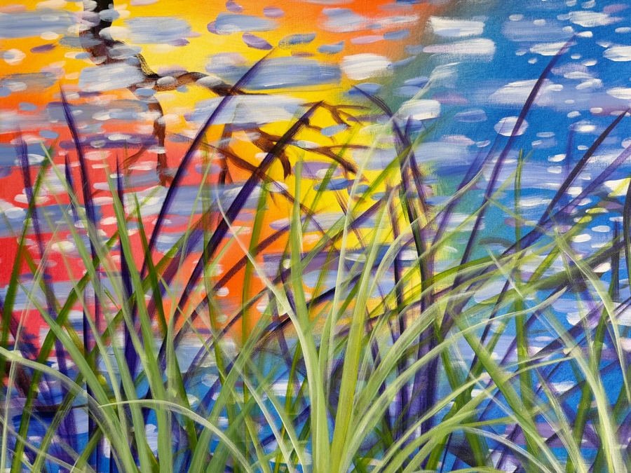 Gerrit Greve (1948-2024, Cardiff by the Sea, CA) Original Acrylic Painting On Canvas Titled 'Swamp Reeds' 2019 Signed Verso 48 X 48 Estimate $2,300 - $2,900 [Photo 4]