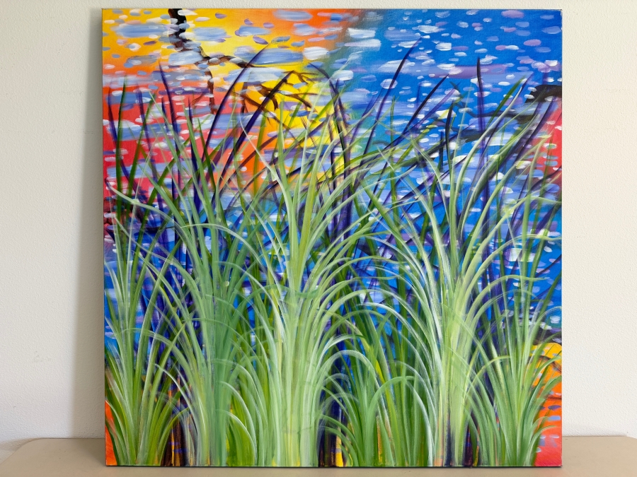 Gerrit Greve (1948-2024, Cardiff by the Sea, CA) Original Acrylic Painting On Canvas Titled 'Swamp Reeds' 2019 Signed Verso 48 X 48 Estimate $2,300 - $2,900 [Photo 2]