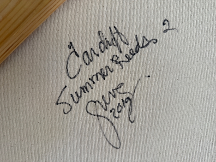 Gerrit Greve (1948-2024, Cardiff by the Sea, CA) Original Acrylic Painting On Canvas Titled 'Cardiff Summer Reeds 2' 2019 Signed Bottom Right And Verso 48 X 48 Estimate $2,300 - $2,900 [Photo 8]