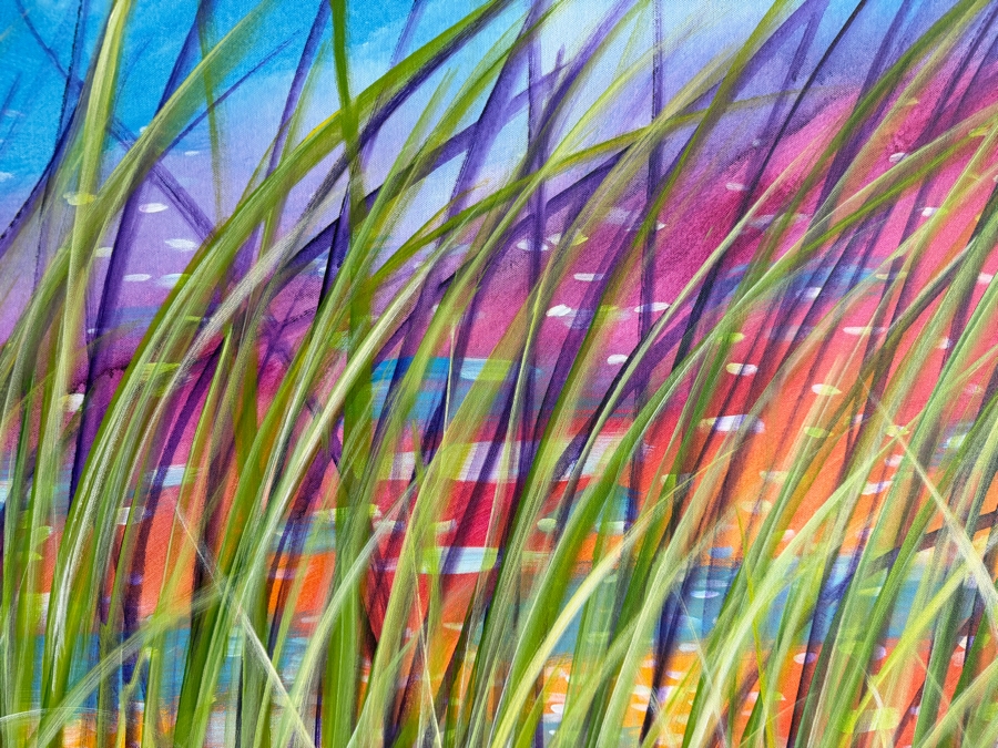 Gerrit Greve (1948-2024, Cardiff by the Sea, CA) Original Acrylic Painting On Canvas Titled 'Cardiff Summer Reeds 2' 2019 Signed Bottom Right And Verso 48 X 48 Estimate $2,300 - $2,900 [Photo 4]