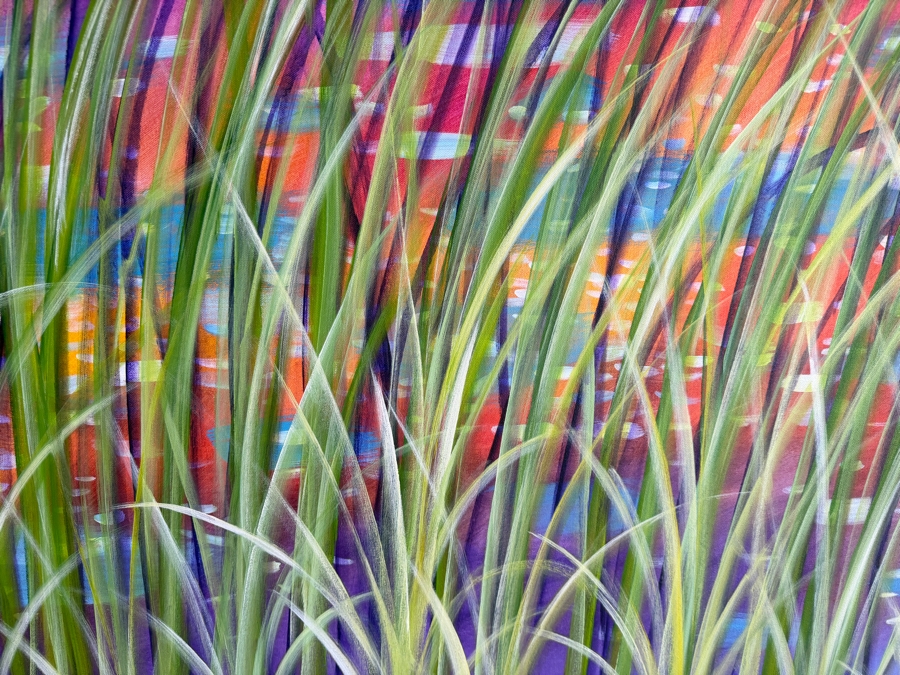 Gerrit Greve (1948-2024, Cardiff by the Sea, CA) Original Acrylic Painting On Canvas Titled 'Cardiff Summer Reeds 2' 2019 Signed Bottom Right And Verso 48 X 48 Estimate $2,300 - $2,900 [Photo 3]
