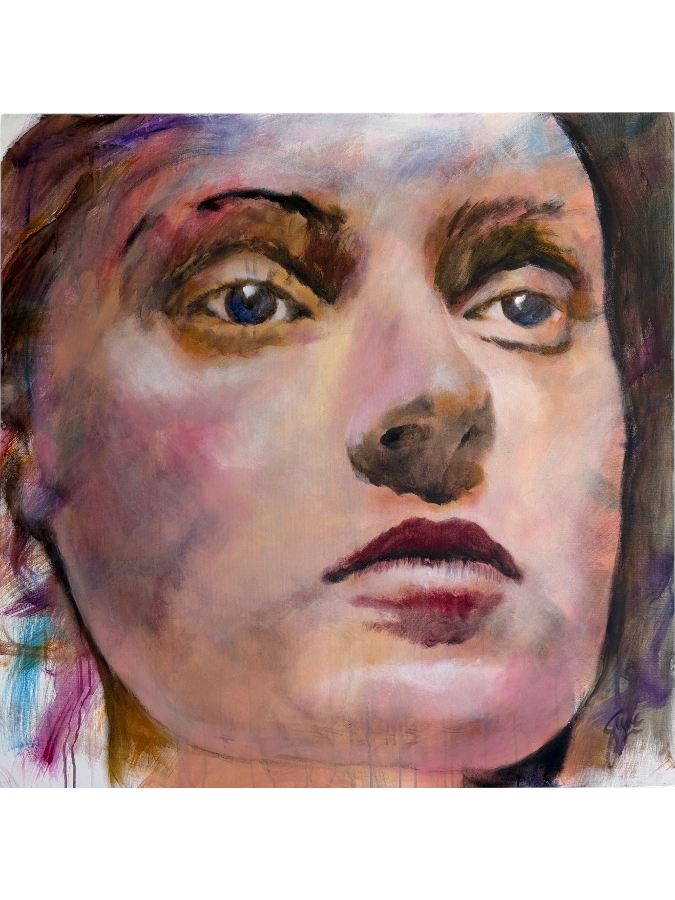 Gerrit Greve (1948-2024, Cardiff by the Sea, CA) Original Acrylic Painting On Canvas Titled 'Laura' 2002 Signed Bottom Right And Verso 48 X 48 Estimate $2,300 - $2,900 [Photo 1]