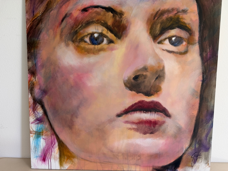 Gerrit Greve (1948-2024, Cardiff by the Sea, CA) Original Acrylic Painting On Canvas Titled 'Laura' 2002 Signed Bottom Right And Verso 48 X 48 Estimate $2,300 - $2,900 [Photo 3]