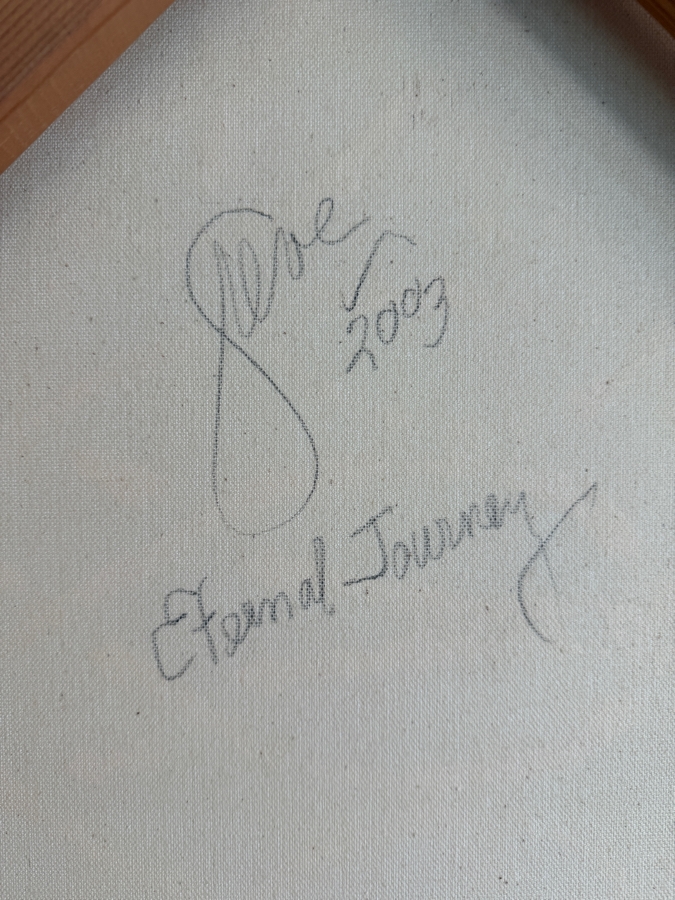 Gerrit Greve (1948-2024, Cardiff by the Sea, CA) Original Acrylic Mixed-Media Sand Painting On Canvas Titled 'Eternal Journeyr' 2003 Signed Verso 48 X 48 Estimate $2,300 - $2,900 [Photo 8]